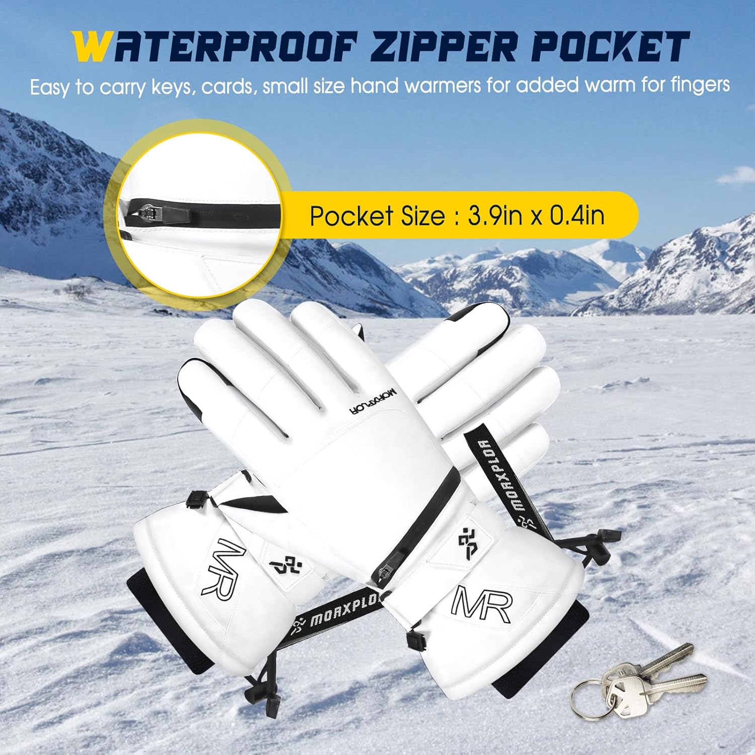 Ski Snow Gloves for Men Women,3M Thinsulate Insulated Warm Winter Snowboard Windproof Winter Touchscreen Snowmobile Gloves for Cold Weather - Image 5