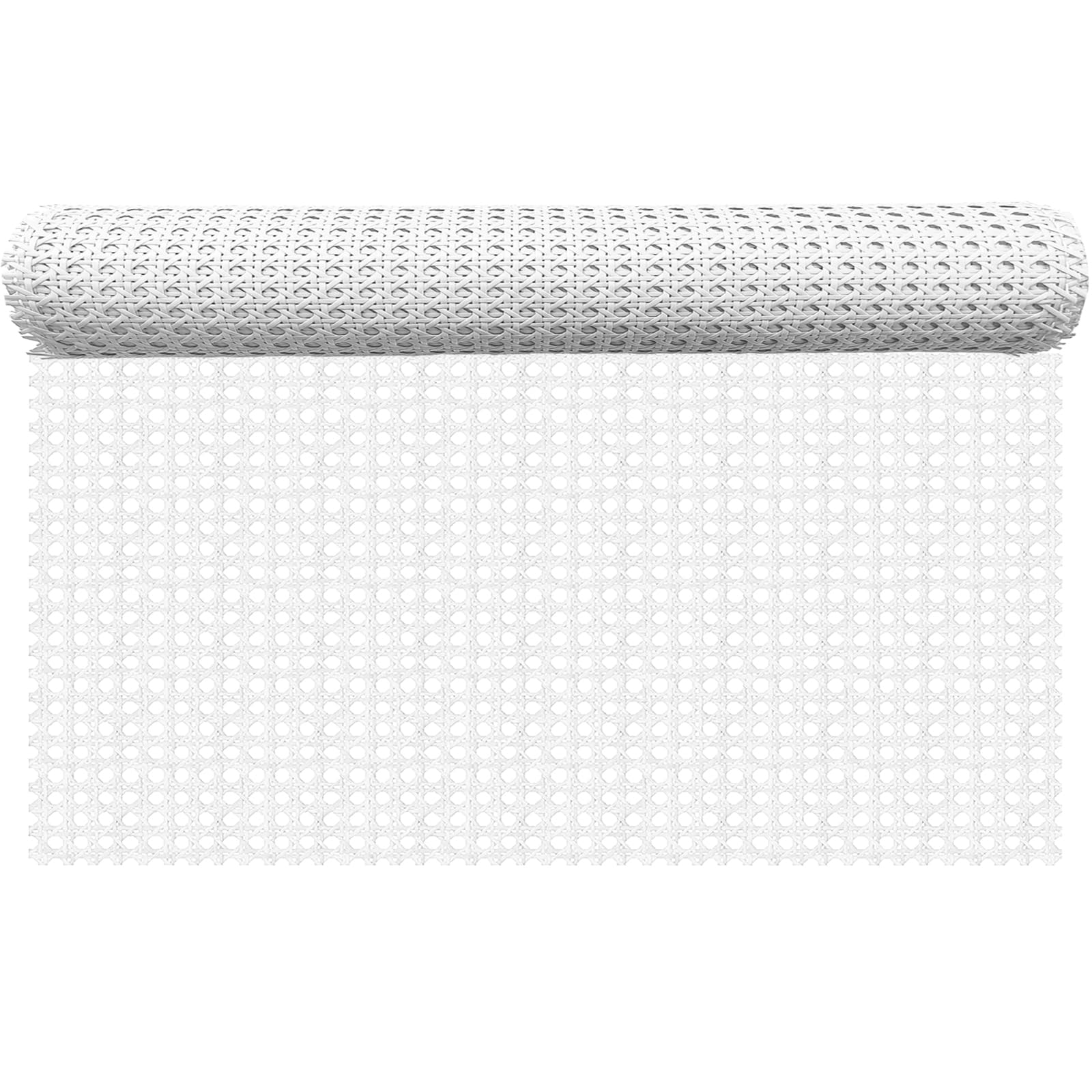 Allinkit White 24 Inch X 3.3Feet Rattan Roll, Cane Webbing,Waterproof Plastic Rattan Fabric,Synthetic Poly Cane Material For Chair Cabinet Renovation Diy Handicrafts Weaving Projects