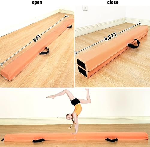 Miniatura 171 de MARFULA Viga de gimnasia plegable de 6 pies, 8 pies y 9 pies, haz de equilibrio de espuma – Extra firme – Cubierta de gamuza – Parte inferior verde