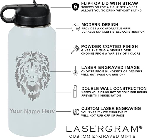 Miniatura 3 de LaserGram Personalized Water Bottle, World's Greatest Sister, Stainless Steel Double Wall Vacuum Insulated with Flip Top Straw, Custom Engraved Gift