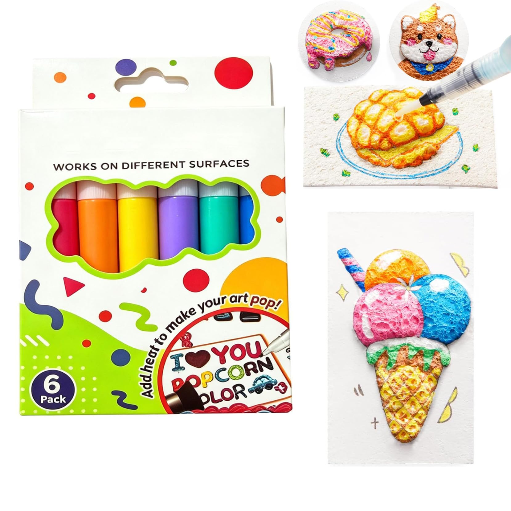 Popcorn 3D Pens Art, 3D Bubble Popcorn Drawing Pens, Magic 3D Art Pens
