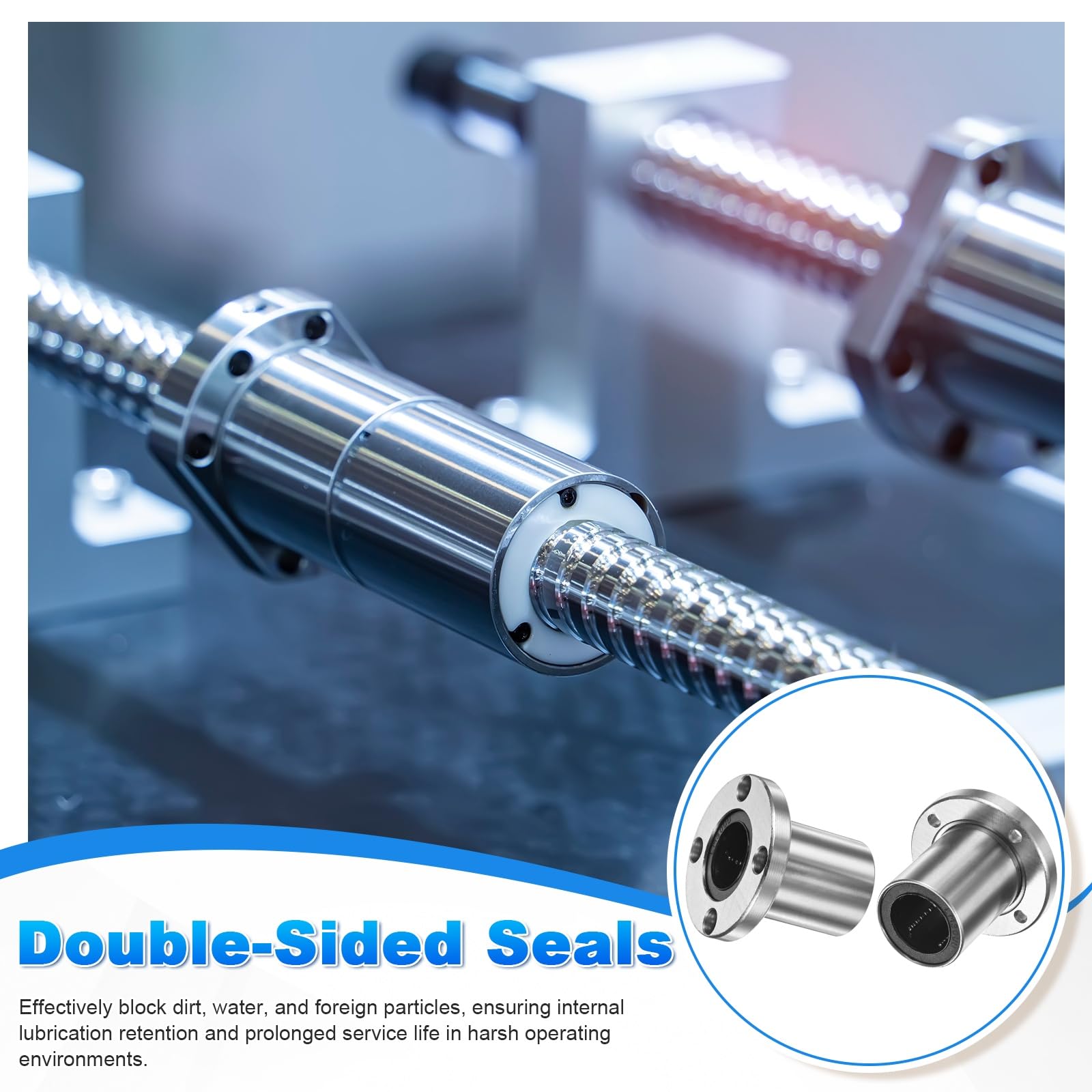 PATIKIL LMK30UU Cuscinetti a sfera lineari 30 mm di diametro del foro di 45 mm di diametro esterno 64 mm di lunghezza, foro da 7 mm, 2 pezzi con flangia rotonda a movimento lineare, boccola a doppio