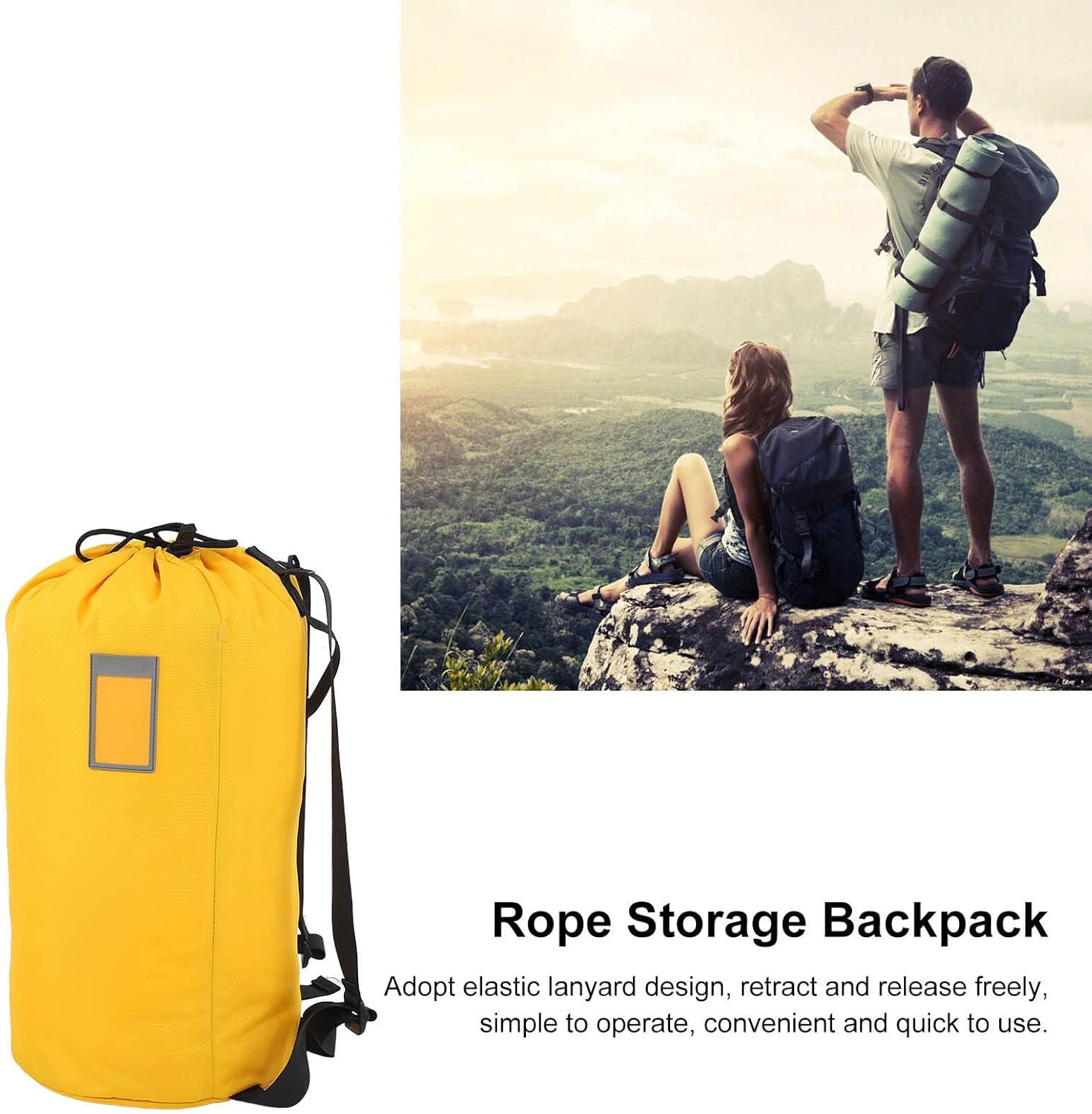JEOZBM Climbing Rope Storage Bag, Outdoor Waterproof Rock Climbing Rope Shoulder Backpack, Multifunctional Large Capacity Rope Bag for Climbing Hiking Trekking(D Style 35L)