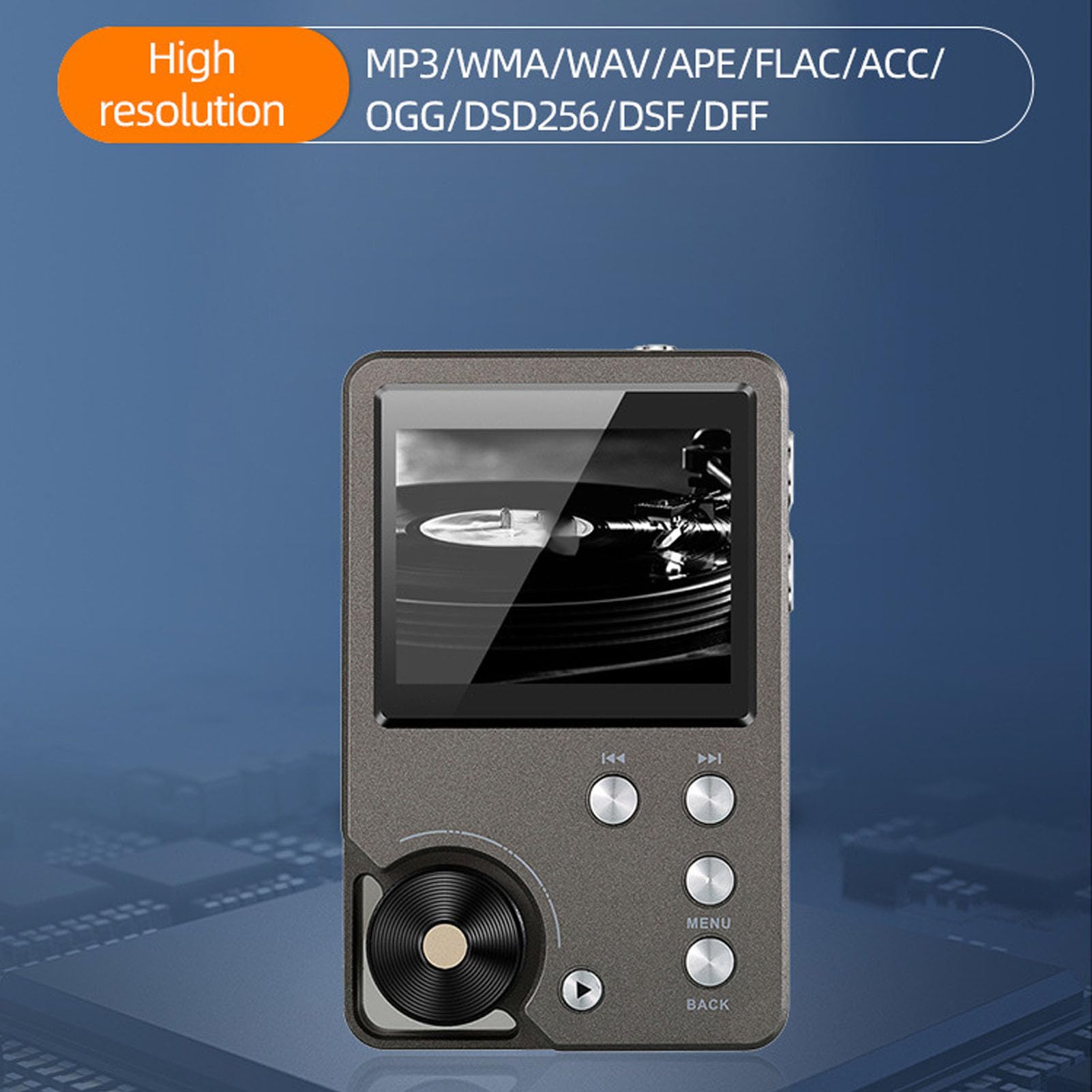 Hi Res MP3 Player, DSD 128 FLAC DAC Hochauflösender Verlustfreier Audio Player mit 64GB Speiche 2.0-Zoll-LCD-Display, Tragbarer MP3 Musik Player Unterstützt bis zu 256 GB