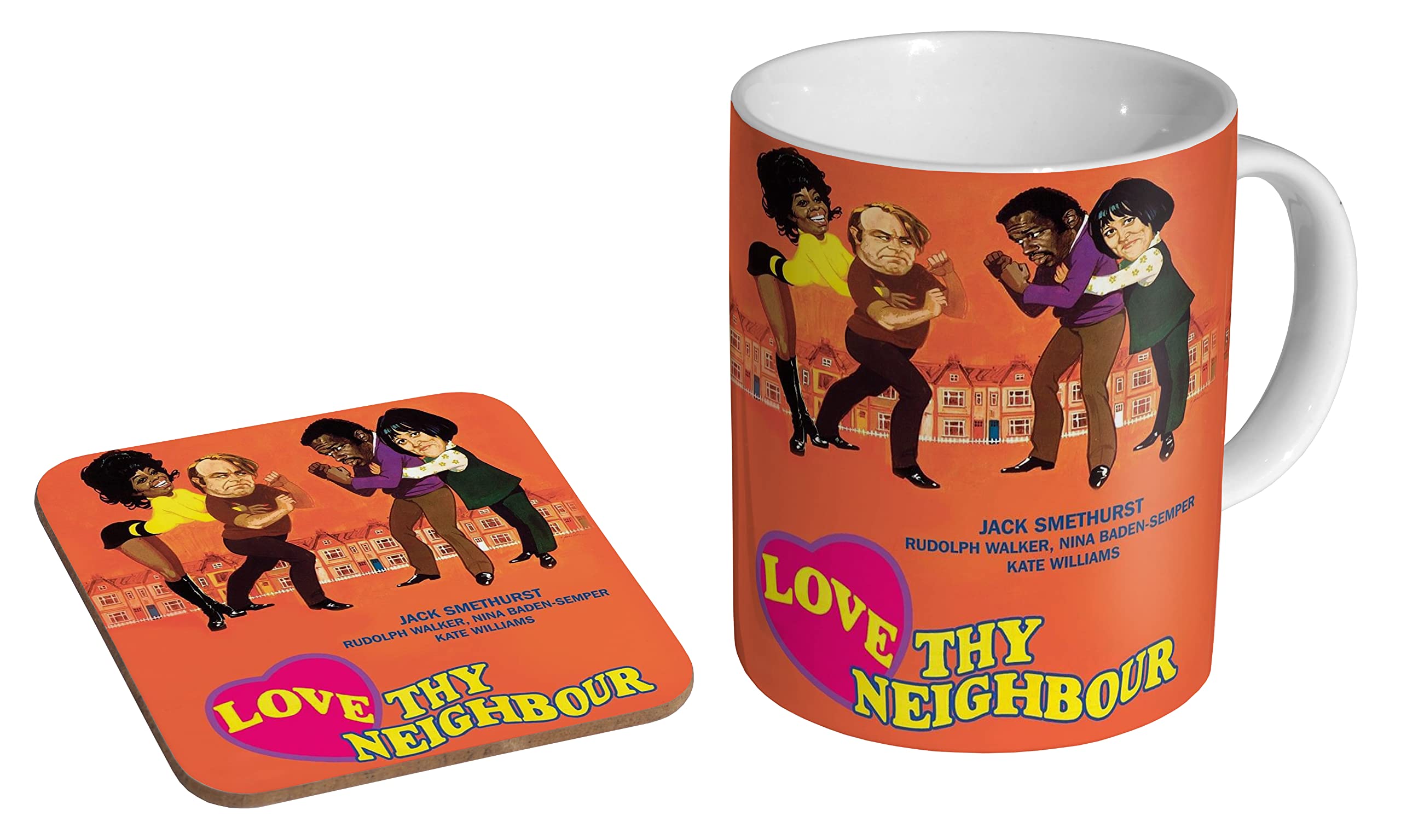 Love Thy Neighbour 70s - Ceramic Coffee Mug + Coaster Gift Set