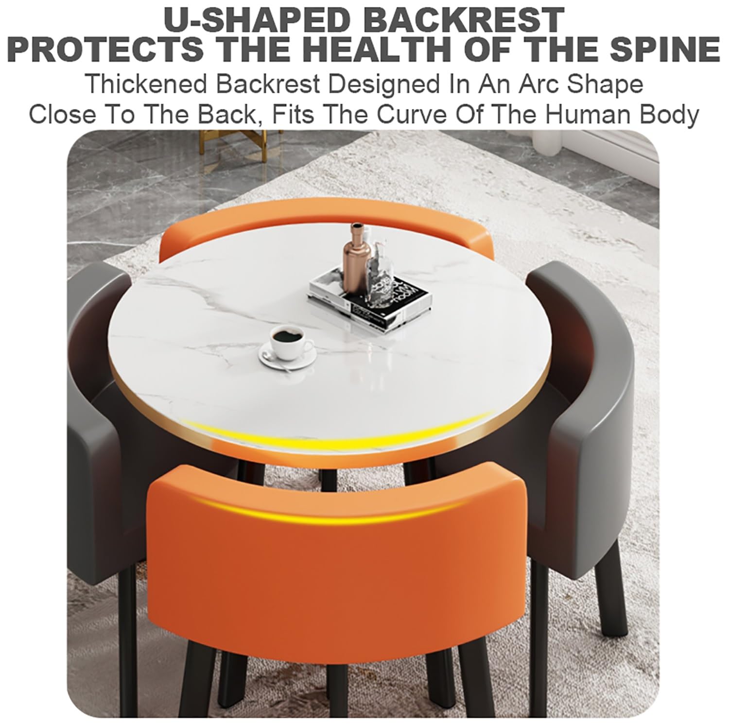 Modernes quadratisches Esstisch-Set mit 4 platzsparenden Stühlen, perfekt für Büroküchen oder Loungebereiche, ideal für Meetings, vielseitiges Design für kleine Räume
