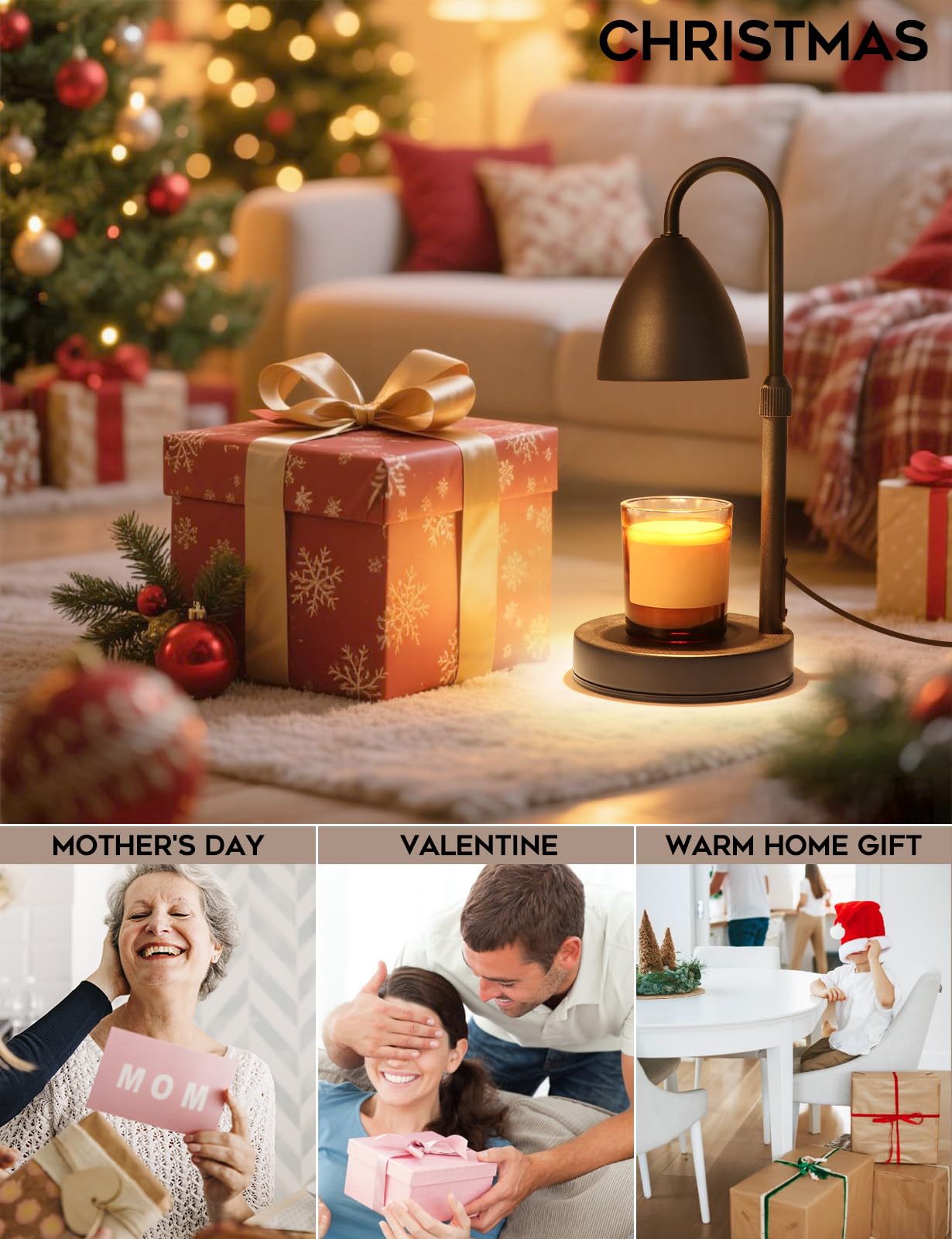 MRSZIRUI Candle Warmer Lamp with Timer Dimmable, Lamp Candle Warmer Birthday Gif — product photo