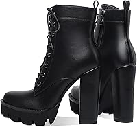 Vista 4 de Botines de plataforma para mujer, tacón grueso, suela de combate, botas de tacón alto con cordones