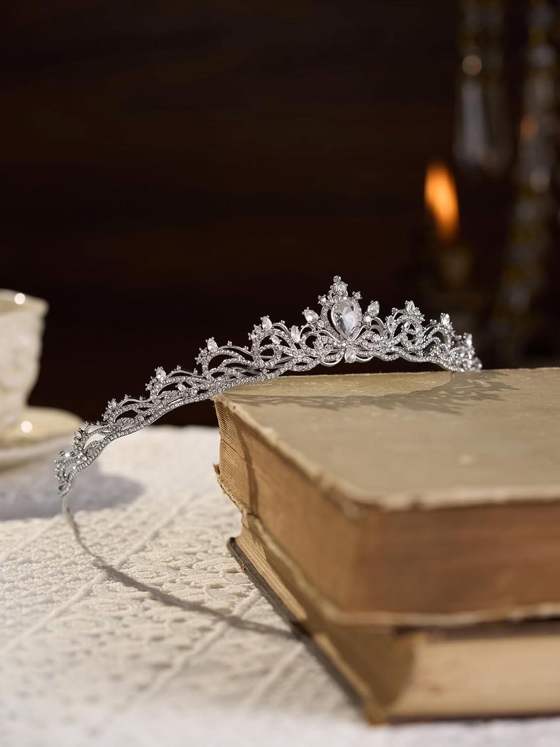 SWEETV Princess Tiaras for Women, Gold Crystal Crown for Birthday, Wedding Headbands for Bride, Rhinestone Tiara Headpieces Hair Accessories for Quinceanera Pageant Prom - Image 6