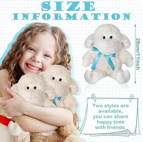 Miniatura 2 de Poen 10 juguetes de peluche de cordero, ovejas de 11 pulgadas, corderito de peluche, lindo animal de peluche, muñeca de cordero blanca, juguetes de
