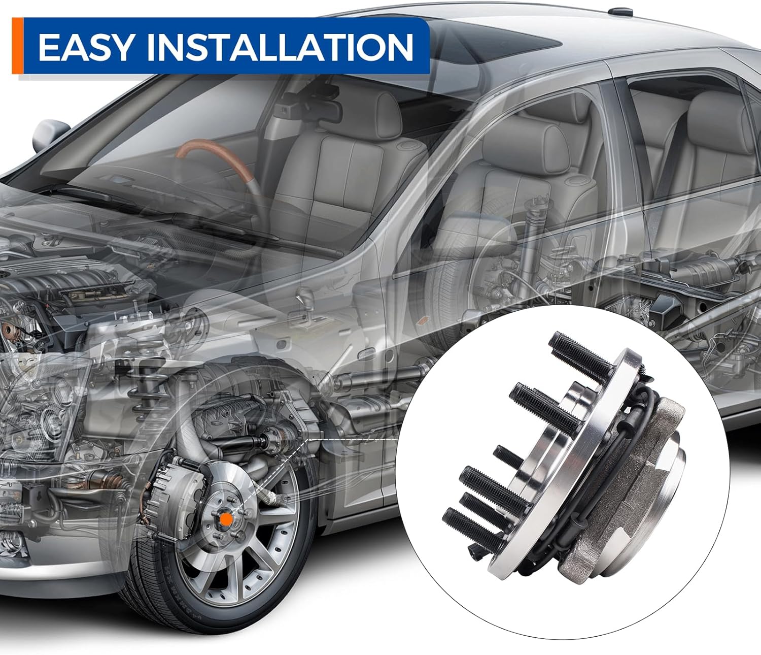 PAROD 515148 4WD Wheel Hub & Bearing Assembly Front Compatible with 2012-2013 Ram 2500, 2012-2013 Ram 3500 8Lugs w/ABS