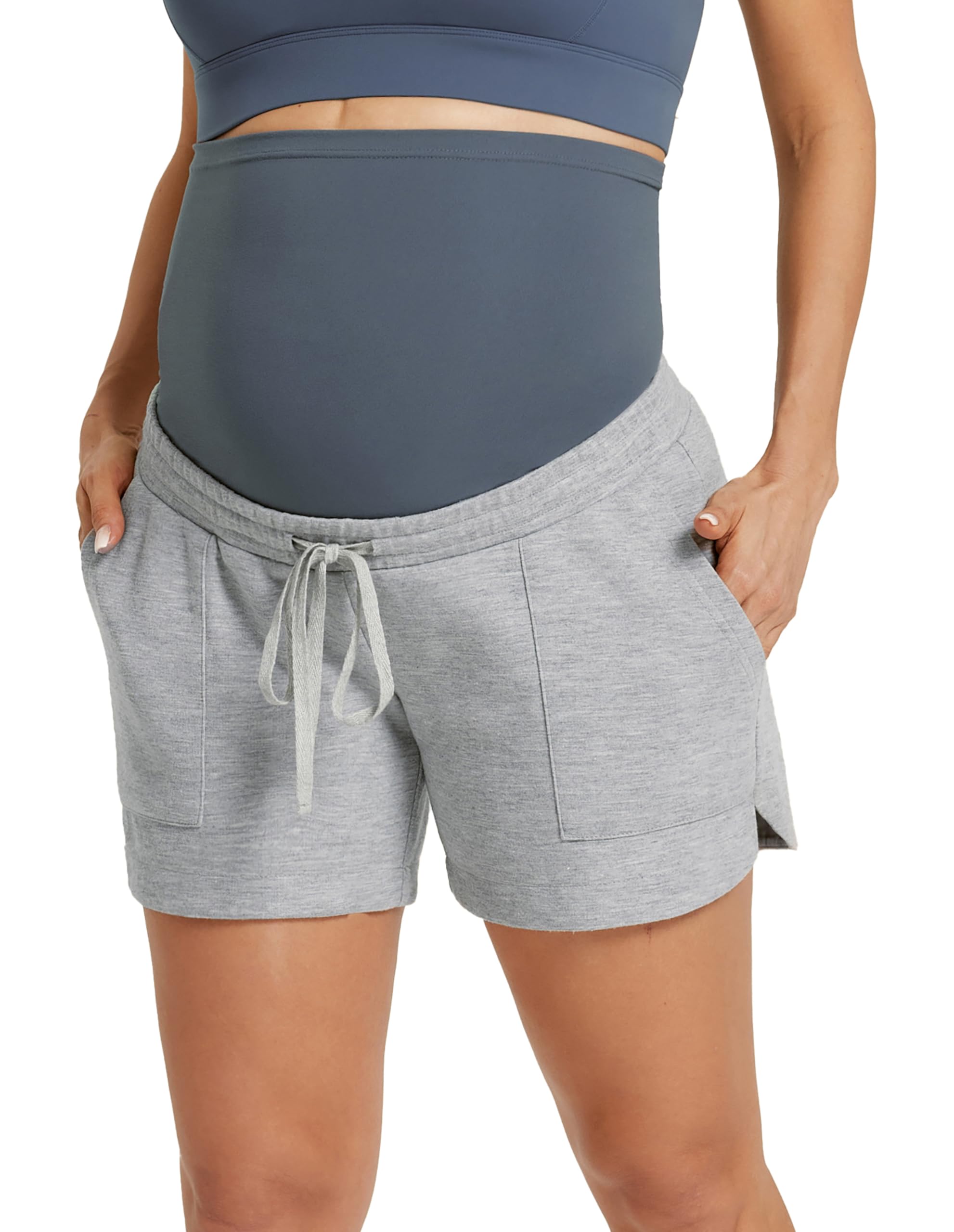 Maacie Short de maternité 2026 Short athlétique de maternité Short taille haute décontracté avec poches
