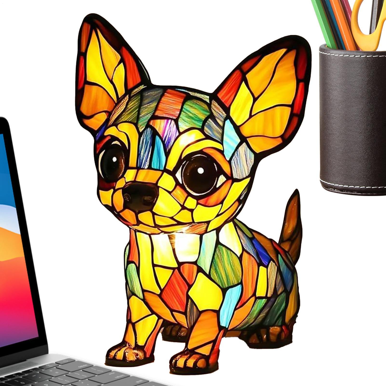 Lampe décoration de table de chevet avec motif chien et veilleuse de salon colorée