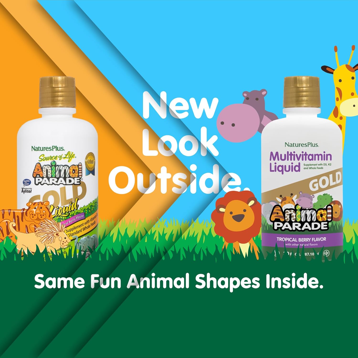 NaturesPlus Animal Parade Source of Life Gold Children's Liquid Multivitamin, 30 OZ - Natural Tropical Berry Flavor - Immune Support Supplement - Organic Whole Foods, Gluten-Free, Vegan - 60 Servings - Image 2