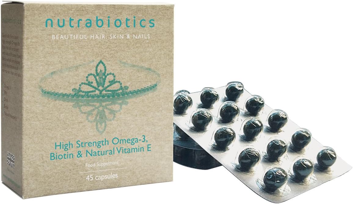 Nutrabiotics Hair/Skin/Nails Supplements with Omega-3/Biotin and Natural Vitamin-E Capsules - Capsules by Nutrabiotics