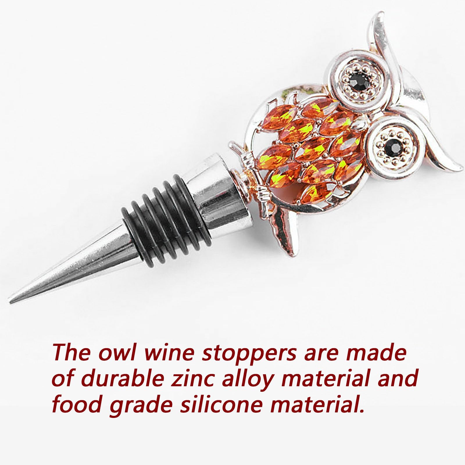 Owl Zinc Alloy Wine Stoppers Cute Durable Crystal Owl Wine Stopper Eye-Catching Glass Animal Shape Wine Bottle Stopper for Wine Lovers Wine Cork - Image 3