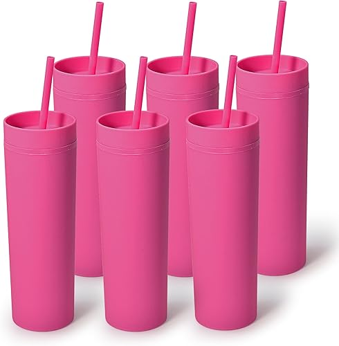 sweet grain Vasos delgados de 16 onzas con tapas y popotes (paquete de 6) Juego de vasos acrílicos de color pastel mate, vaso acrílico de doble sweet grain Vasos delgados de 16 onzas con tapas y popotes (paquete de 6) Juego de vasos acrílicos de color pastel mate, vaso acrílico de doble