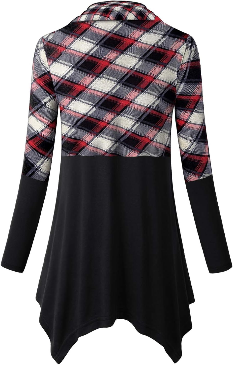 Cestyle Womens Fall Long Sleeve Cowl Neck Asymmetrical Hemline Flowy Tunic Top - Image 2