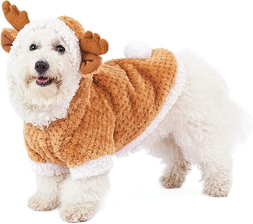 Miniatura 4 de Yoption Disfraz de perro y gato para cosplay de reno de Navidad, divertido ciervo, ciervo, para Navidad, invierno, abrigo, abrigo, ropa, sudadera