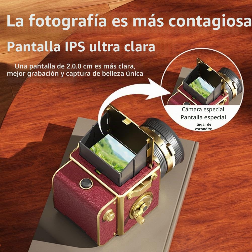 Cámara digital retro de doble lente 4K, mini cámara de vlogging portátil, mini cámaras CCD retro, cámaras CCD con zoom digital de 16X, grabación de video, compartición OTG, para principiantes