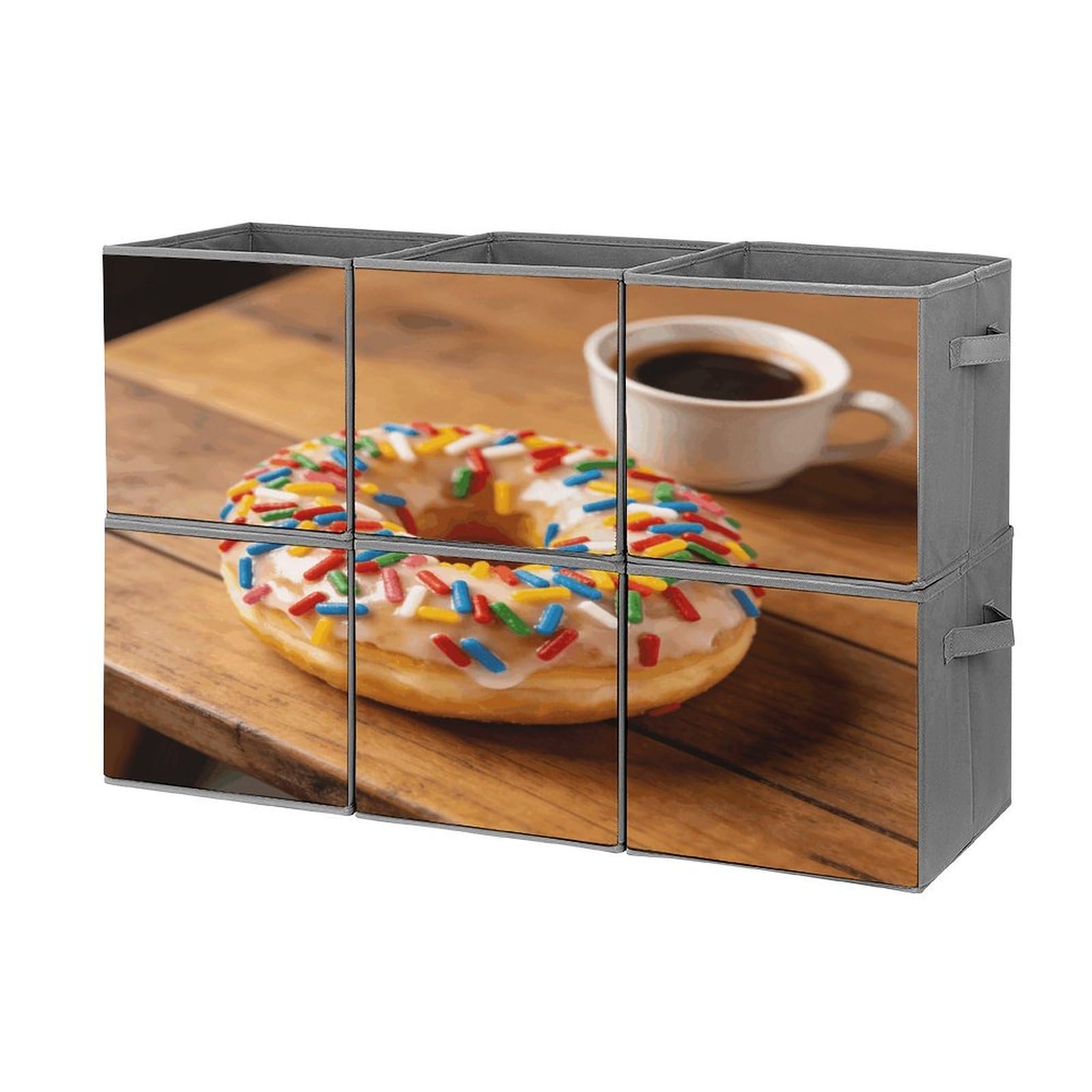 Fodpand Style Doughnut Cube Bins With Double Handles,Set Of 6 Cube Organizer, Stackable And Foldable Storage Bins For Organization, Closet, Shelves, Offices