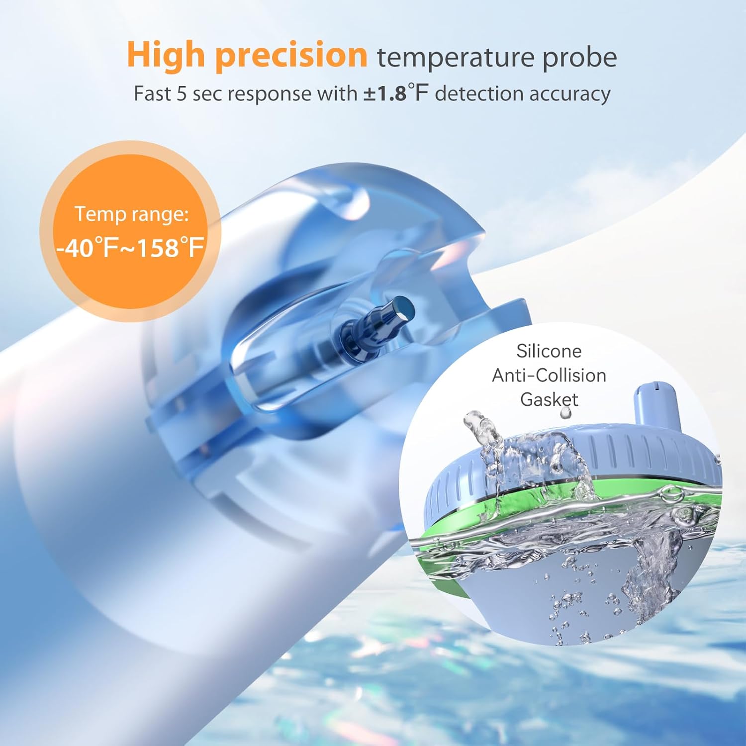 Inkbird Bluetooth Pool Thermometer, Floating, LCD Display, 230 Ft Range, App Connected