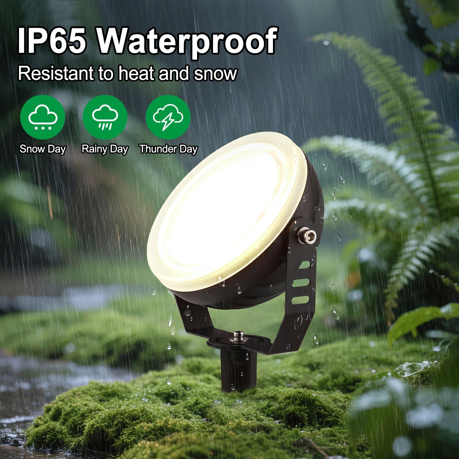12W LED Edge-Lit Landscape Spotlight IP67 Waterproof 120V 3000K Thickened Aluminum 270° Adjustable Bracket for Yard Garden Tree Architectural Lighting