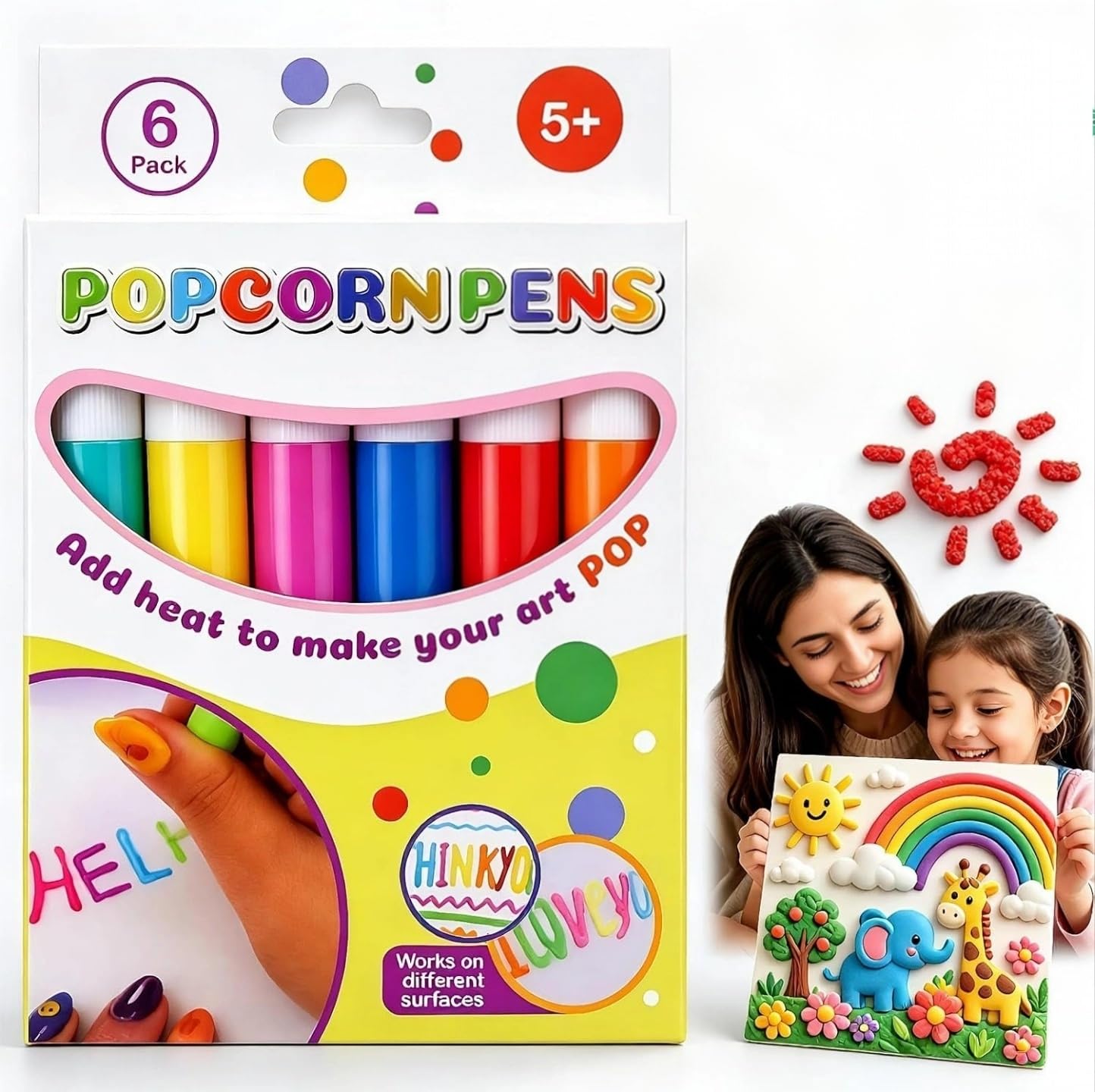 Puffy Popcorn Pens 3D Relief Art Pens for Greeting Cards (1 Box)