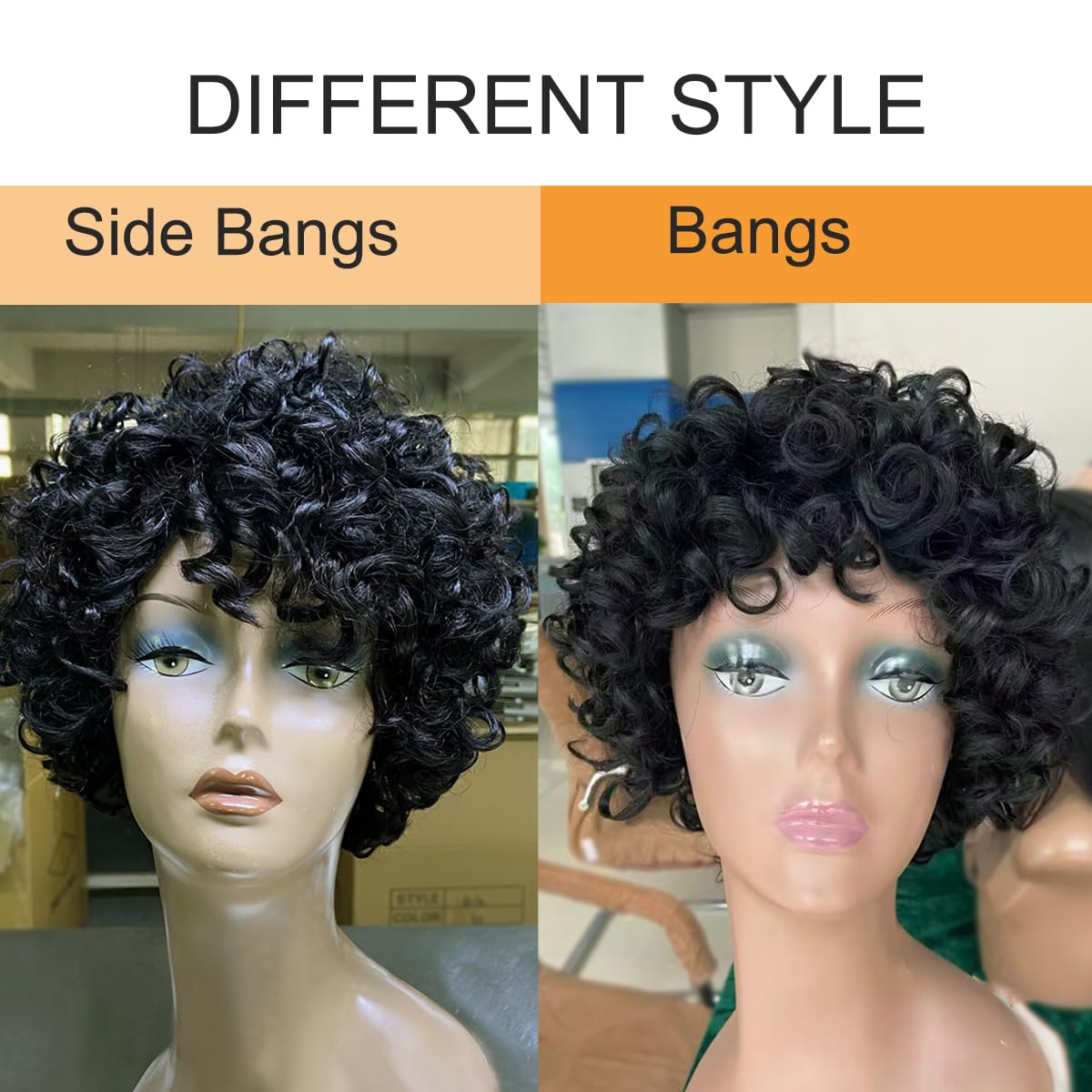 Short Curly Bob Wig Human Hair for Black Women Wear and Go Glueless Wig for Beginners Afro Curly Pixie Cut Wig with Bangs Bouncy deep Waves wig Unisex Short Hairstyle for Daily