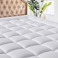 MATBEBY King Size Cooling Mattress Pad Topper - Breathable Quilted Protector, Soft Pillow Top, Fits 8-21" Deep, Machine Washable, 78x80 White