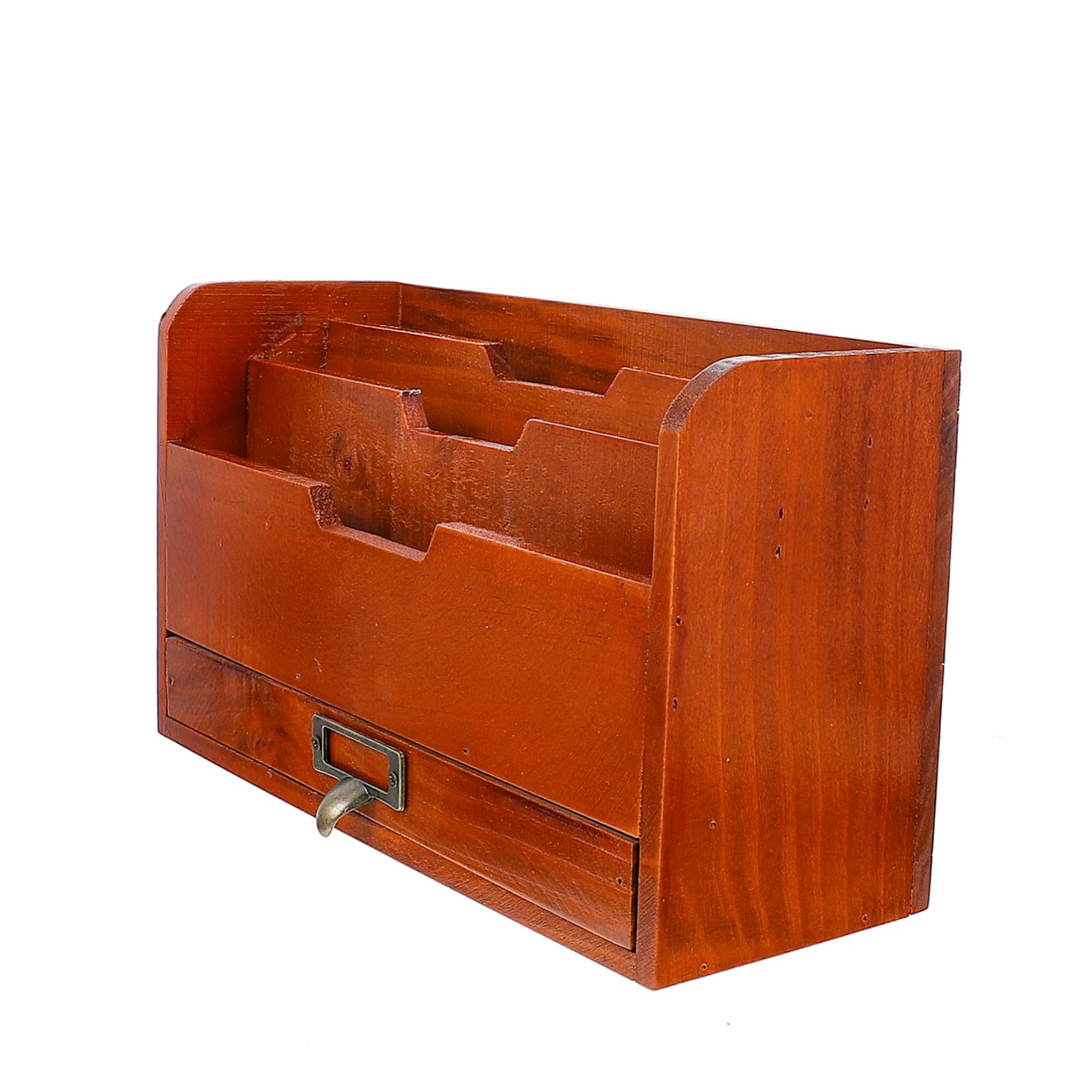 POPETPOP Boîte à Tiroirs en Bois Marron pour Bureau, Organisateur de Rangement Simple et Empilable, Structure Tiroir Robuste pour Papeterie et Petits Objets