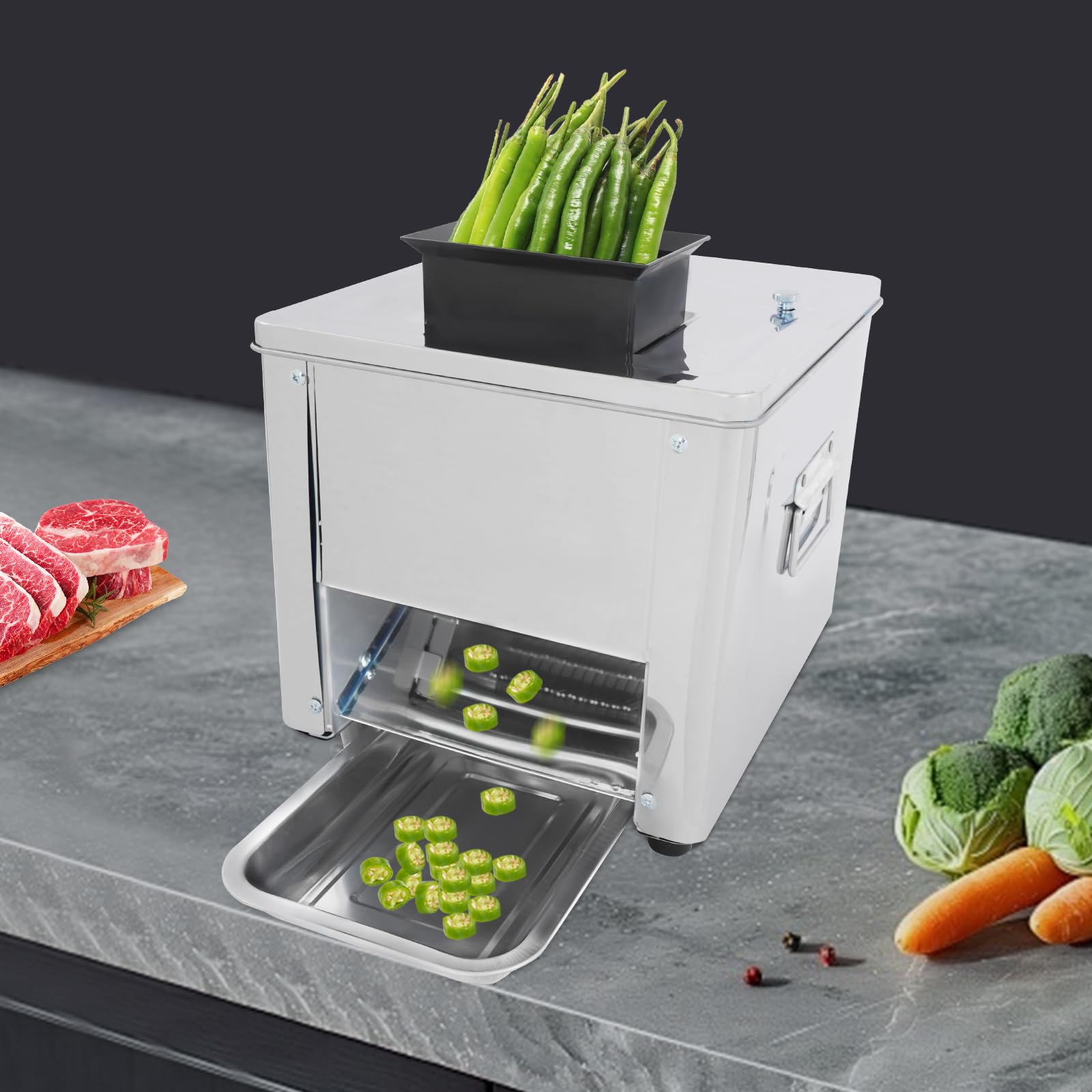 Commercial Meat Cutter Machine, 850W 330lbs/h Meat Slicer, Stainless Steel Electric Meat Slicer Shredded Cutting Machine for Kitchen Restaurant Supermarket Market