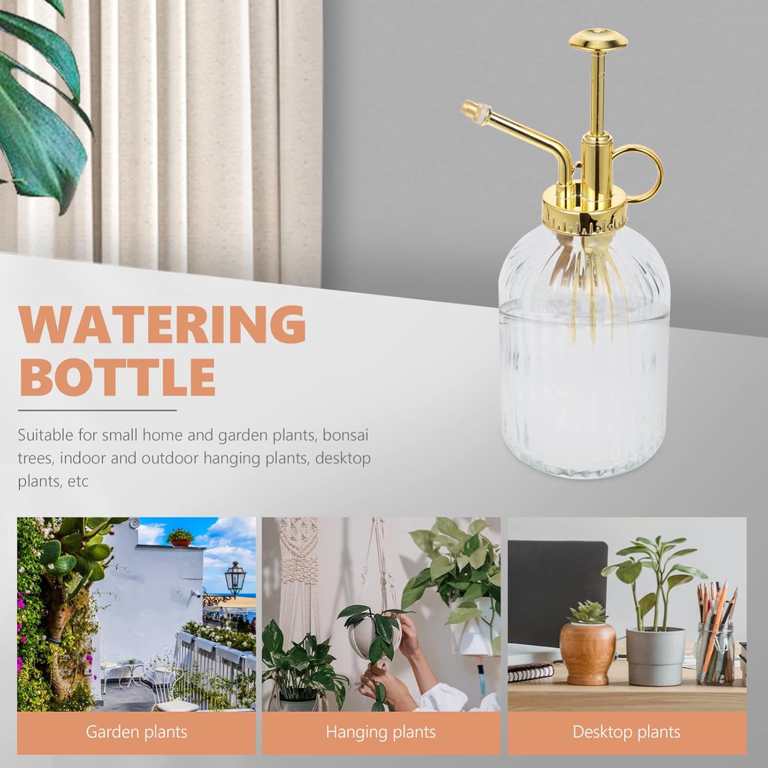 YARDWE Glass Watering Can, Plant Mister Spray Bottle, Vintage Glass Watering Spray Bottle Small Watering Can Indoor for Succulents (Transparent)