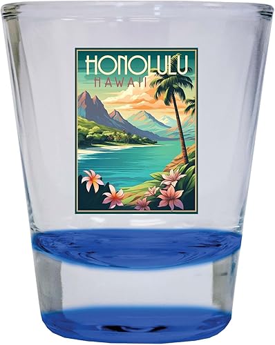 R and R Imports Honolulu Hawaii C Souvenir - Vaso de chupito redondo de 1.5 onzas, color azul