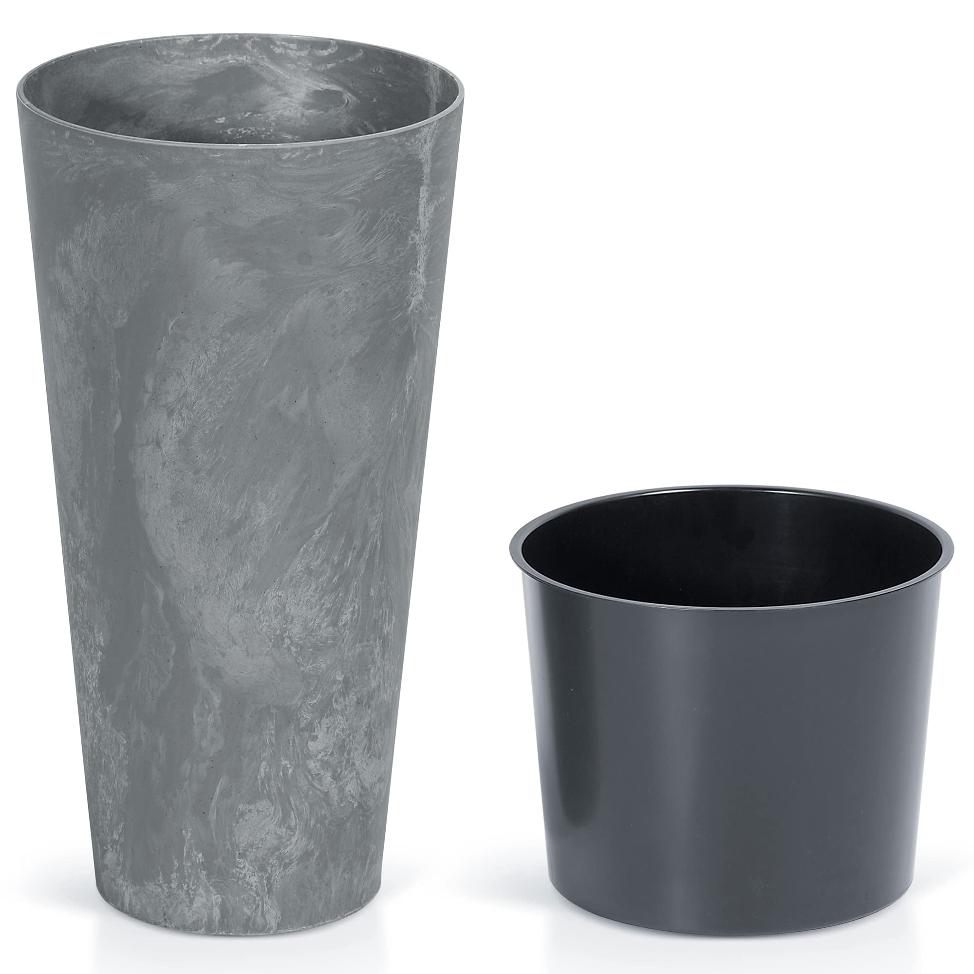 Urbnliving Light Grey Concrete Effect Large Plant Pot Flower Outdoor Garden Planter Boxwood Buxus Ball Set Of 2 (, 2)
