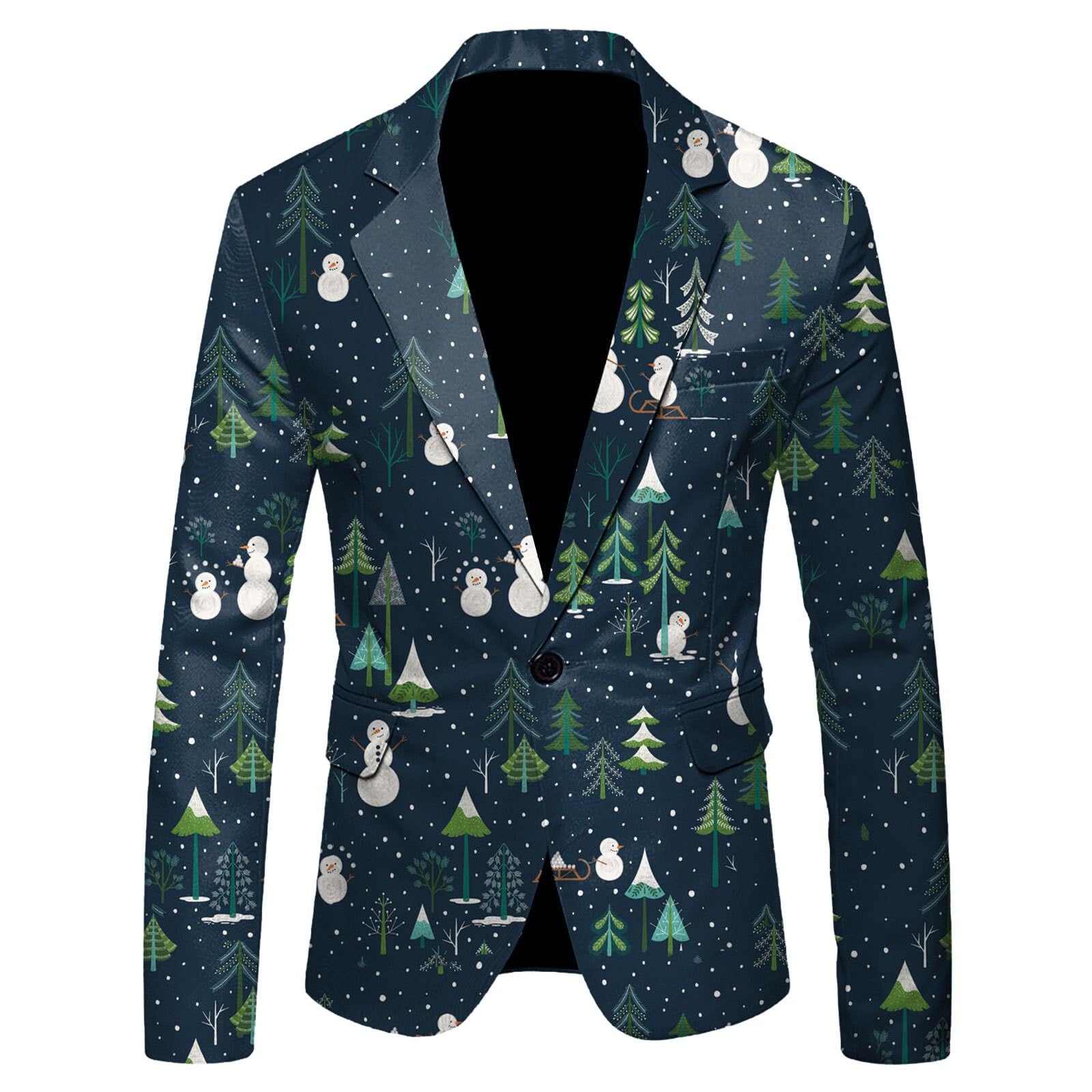 CocilaMen'S Single One Button Christmas Printed Casual Suit Jacket Fashionable And Slim Fitting Young Mens Suits Mens Jackets Casual Waterproof Coats Men Mens Cotton Coats