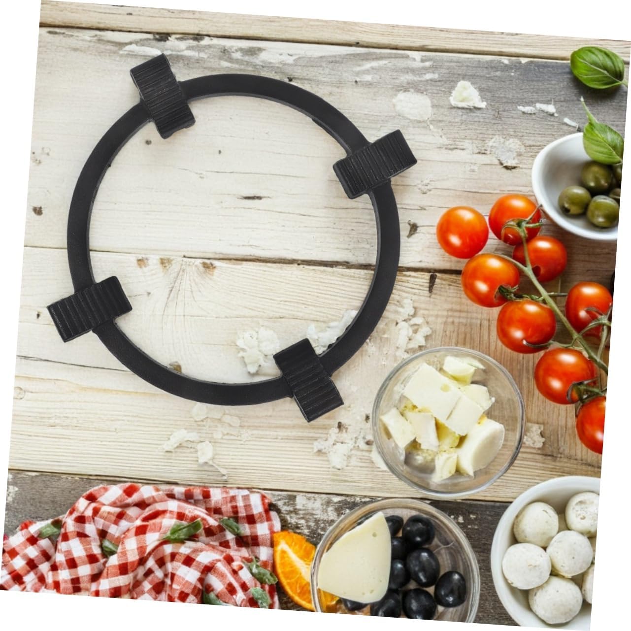 BESTYASH Non-slip Gas Stove Rack Holder Wok Stand Four Prongs Compact and Easy to Install Cooktop Stand for Gas Burners Enhances Safety and Stability
