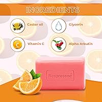 Vista 2 de Neoprosone, Jabón iluminador de la piel 7 oz / 200 g Barra exfoliante y limpiadora, ayuda a reducir manchas en: rodillas, codos, cara, áreas