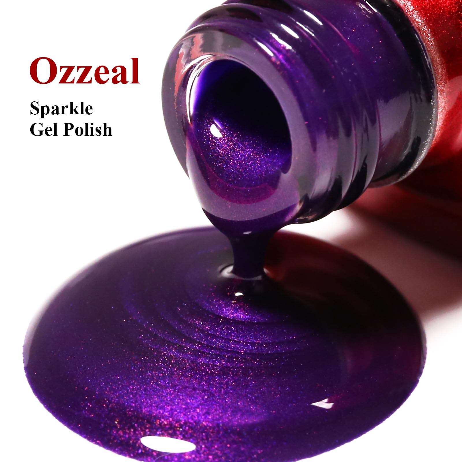 Ozzeal 15ML Deep Purple Glitter Nail Gel Polish Sparkle Shimmer for Fall Winter LED UV Soak-Off Manicure Art DIY — view 7