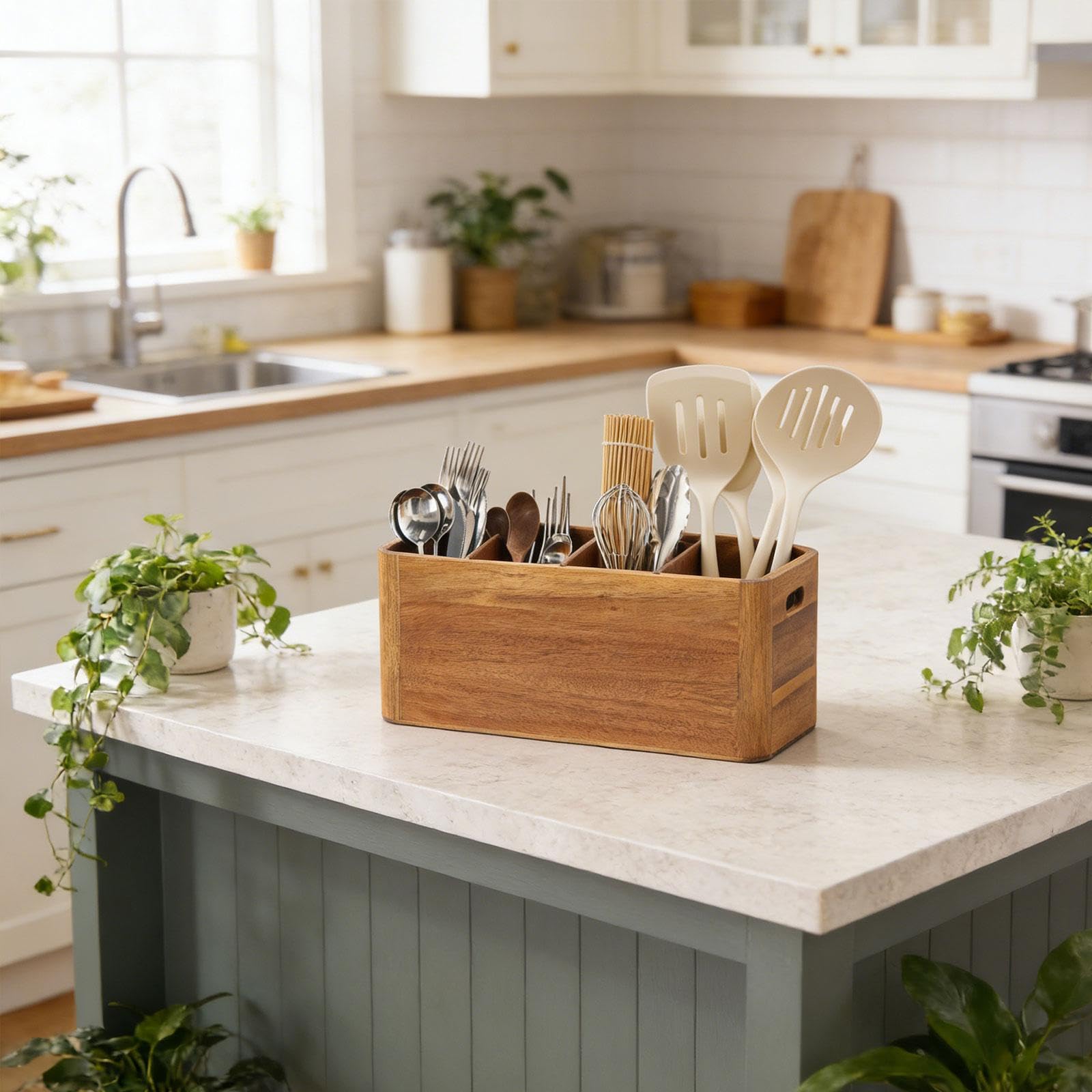 Besteckkorb Aus Holz, Besteckorganizer, Abtropfgestell für Kleines Besteck