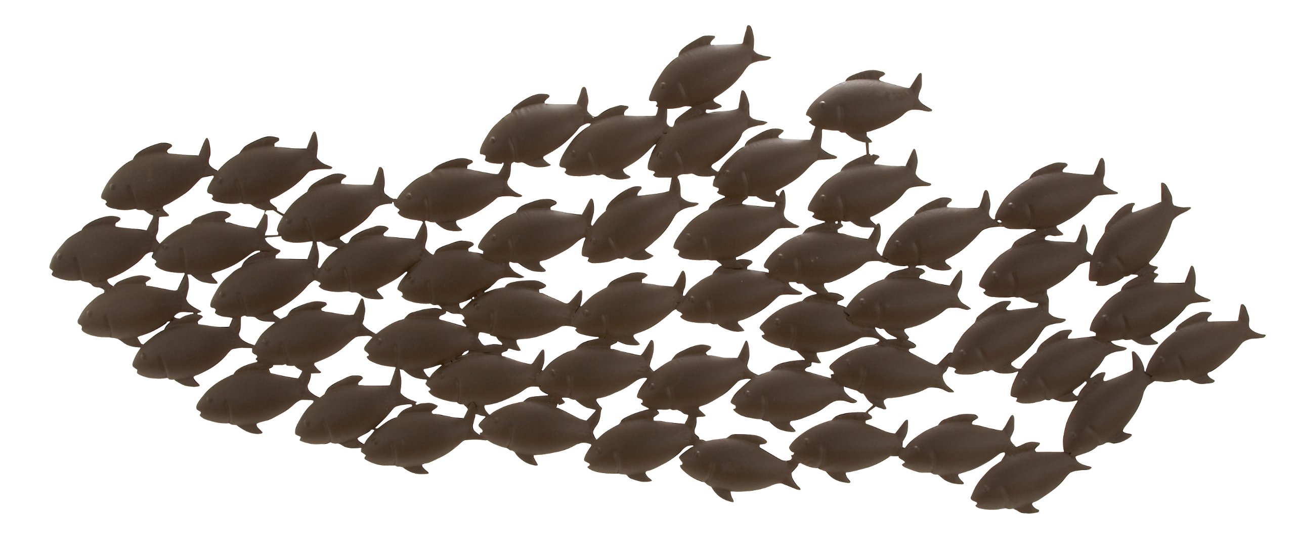 Deco 79 Metal Fish Home Wall Decor Wall Sculpture, Wall Art 53" x 1" x 20", Dark Brown