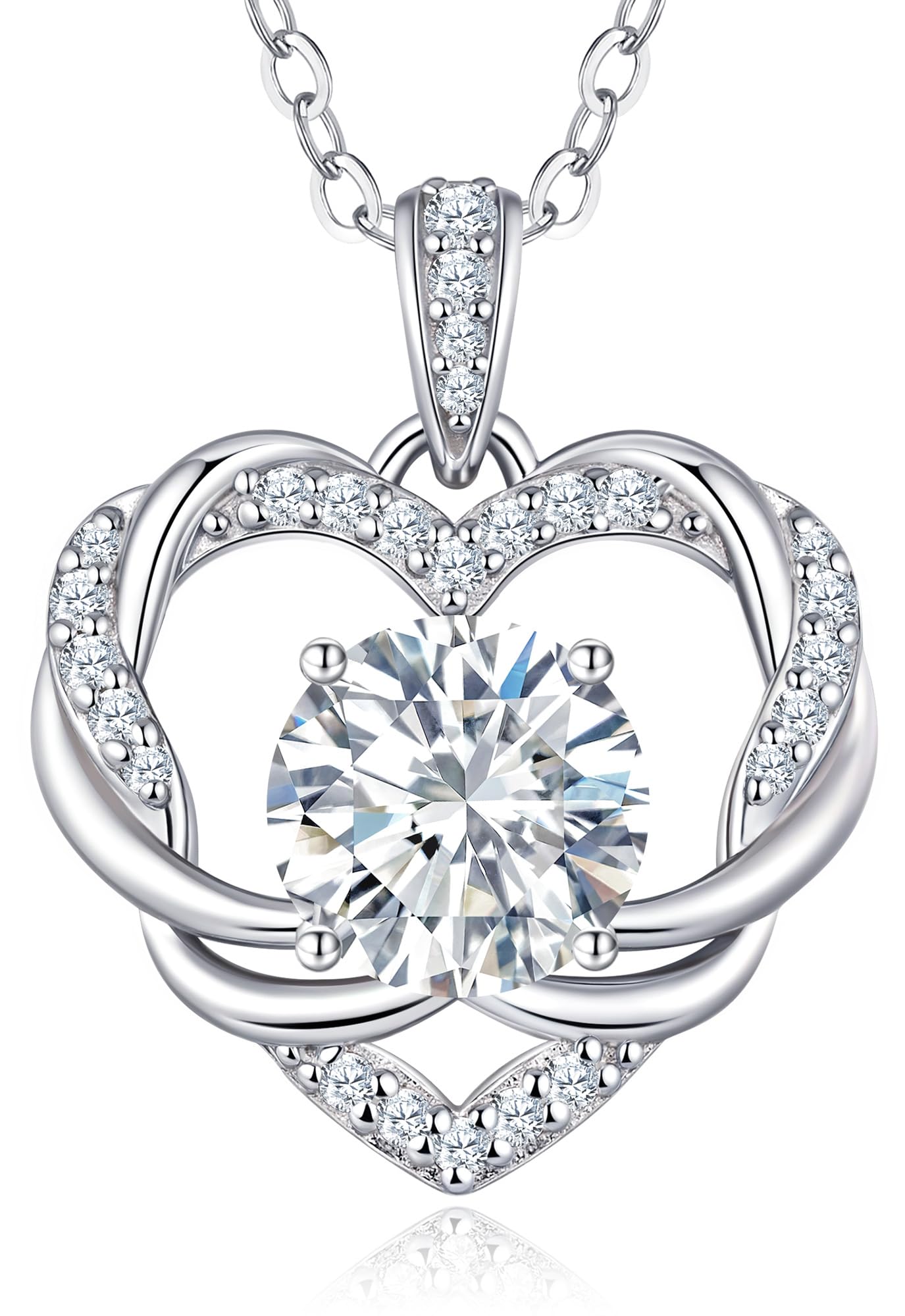 LOUISA SECRET Collana donna Infinity Heart Mini Twisted Heart Mossanite Collana in argento sterling 925 Regalo di compleanno per donna Natale San Valentino Gioielli