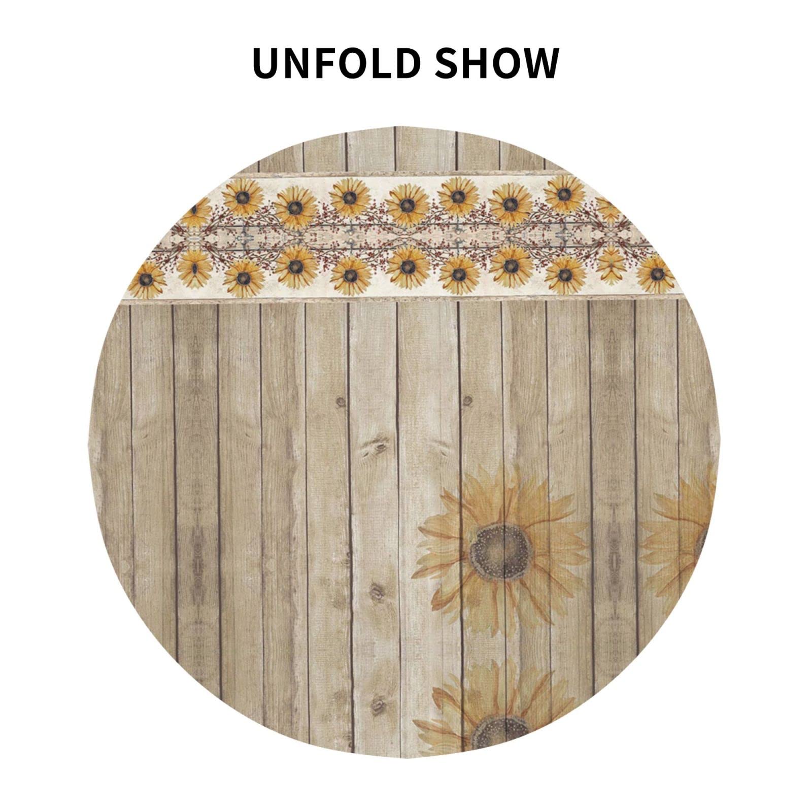 Runde Tischdecke, 152 Cm, Sonnenblumen-Gänseblümchen – Wasserdicht, Knitterfrei, Für Gartenparty & Picknick