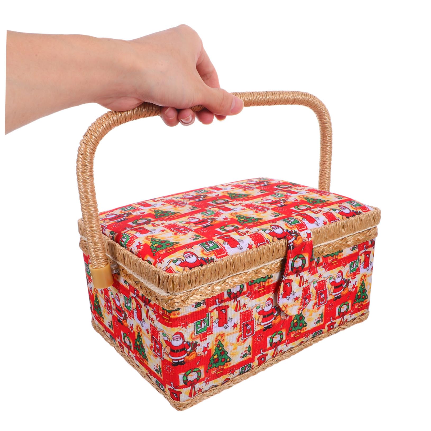 Cesta De Costura Para Bordar Caja De Almacenamiento Con Alfiletero Incorporado Bandeja Extraíble Bolsillo Interior Para Guardar Hilos y Accesorios De Costura Casa