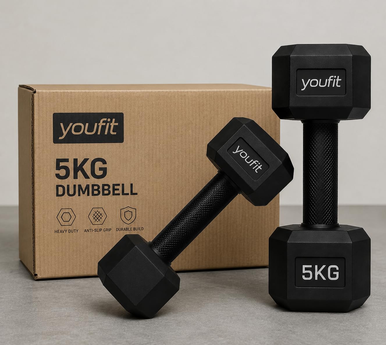 Youfit Pvc Hex Dumbbell 5kg Pair | You fit Pvc Hex Dumbbell 5kg Pair-image-33