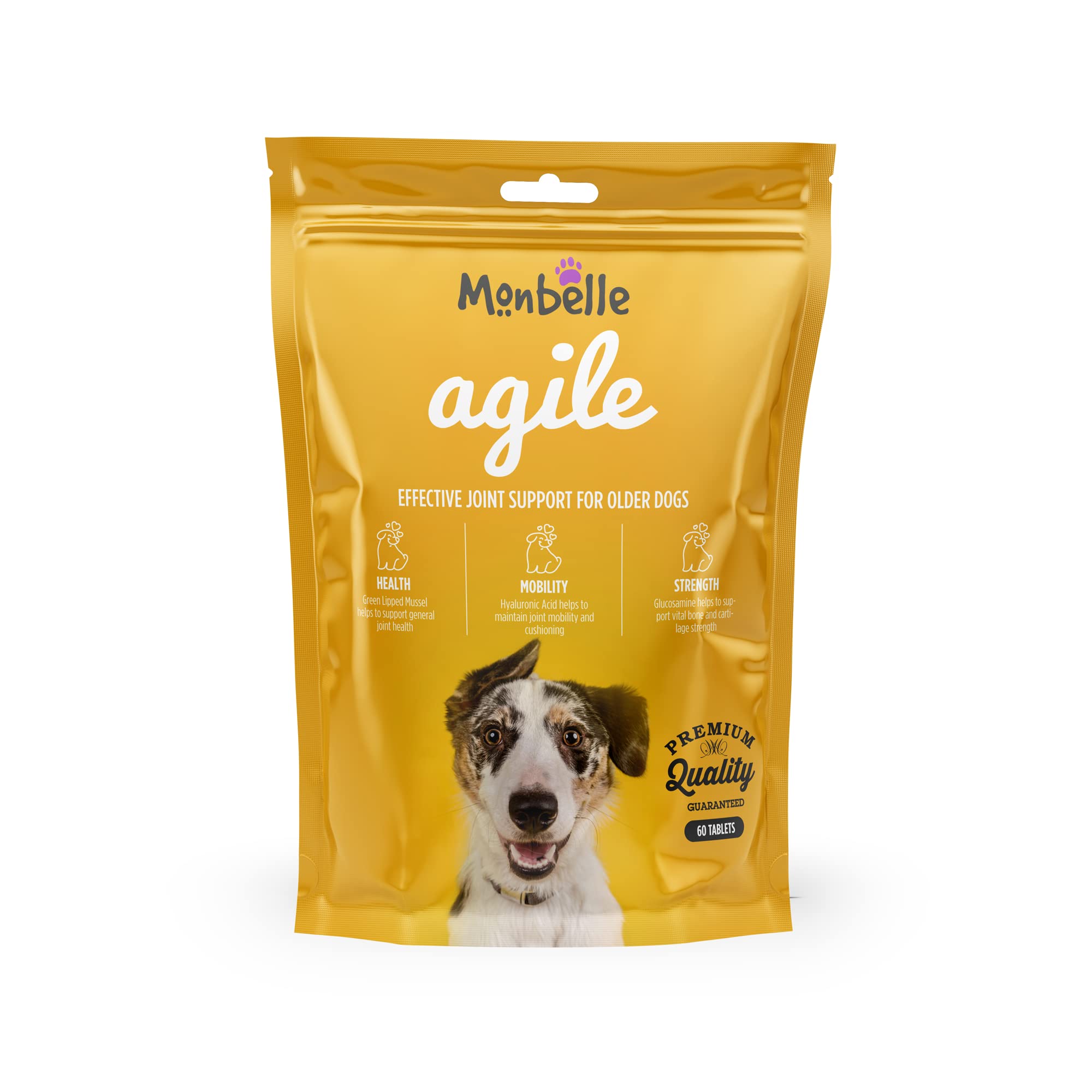 Agile Joint Supplement for Dogs - Hip & Joint Support for All Dogs - Contains Glucosamine & Green Lipped Mussel - Supports Stiffness, Strength & Mobility - 60 Flavoured Tablets
