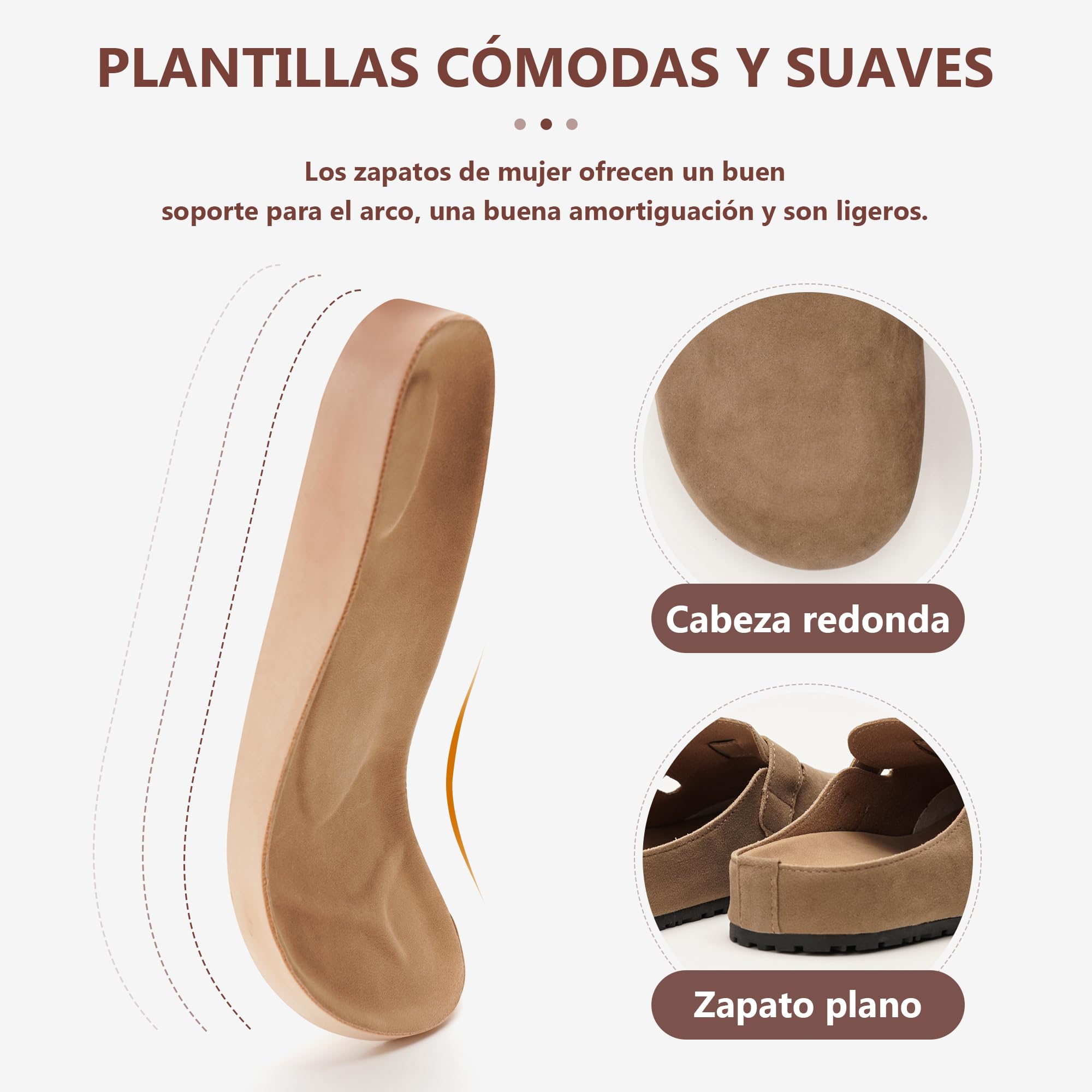 GLAMORA Zuecos Mujer Zapato Plano con Hebilla, Mocasín Cómodo con Plantilla Acolchada, Suela Antideslizante, Calzado Casual para Oficina y Diario, Estilo Urbano Elegante