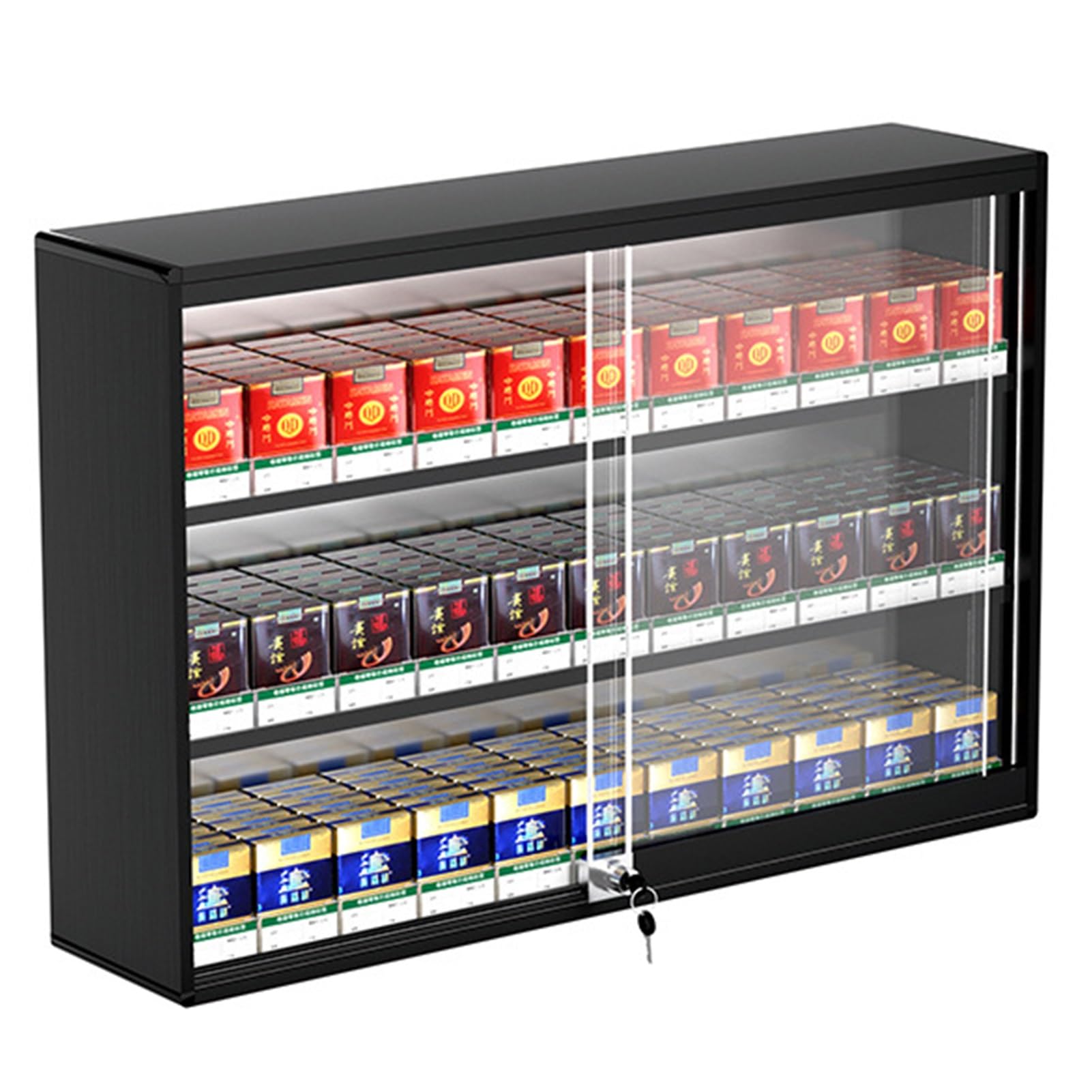 Expositor de cigarrillos, estantes de exhibición para tiendas minoristas, supermercados y mercados, vitrina de exhibición de cigarrillos de pared, organizador d,Black-26.97x6.81x17.72in/68.5x17.3x45CM