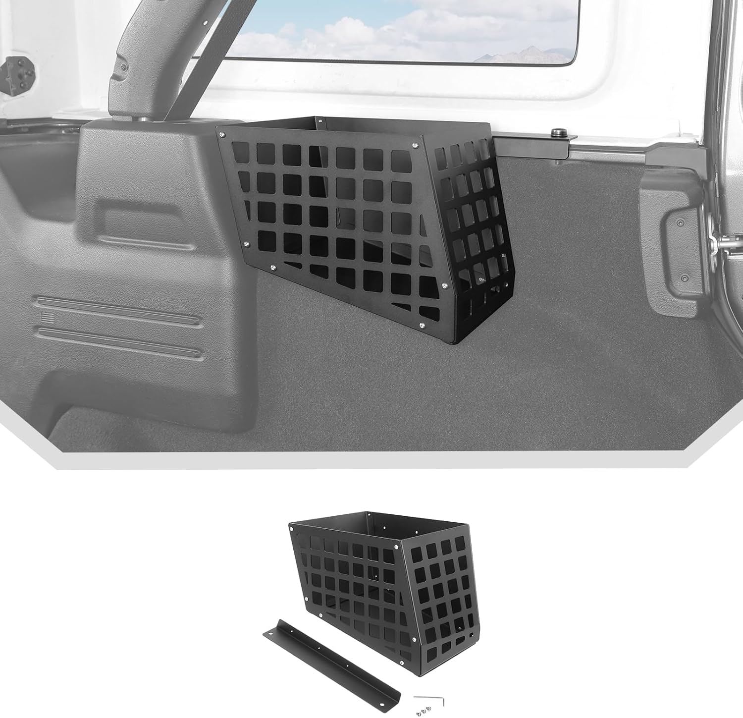 JeCar Aluminum Alloy Trunk Wheel Weel Storage Box Organizer Fit for Jeep Wrangler JL JLU 2018-2023 (Driver Side)
