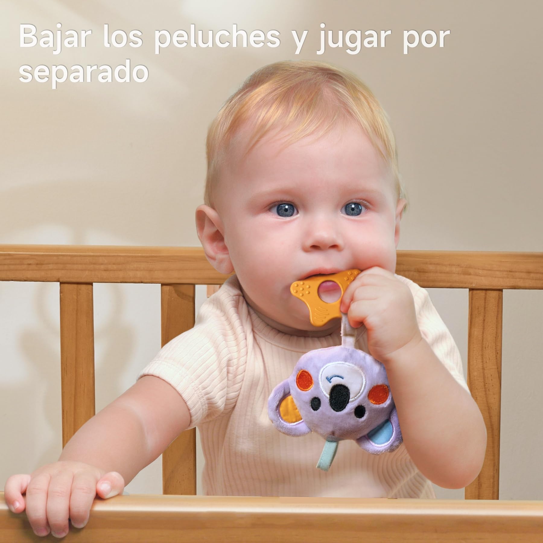 TUMAMA Giochi Arco Viaggio Passeggino per Neonato 0 3 6 9 12 MESI, Peluche animale Passeggino Giocattolo Gioco per Neonati Bambina Ragazzo, Clip On Auto Carrozzina con Sonaglio Teether Campana